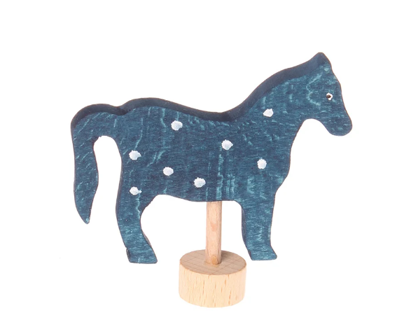 Grimm's Houten Steker Paard Blauw