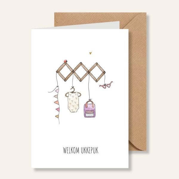 Juulz Illustrations Wenskaart Welkom Ukkepuk Meisje