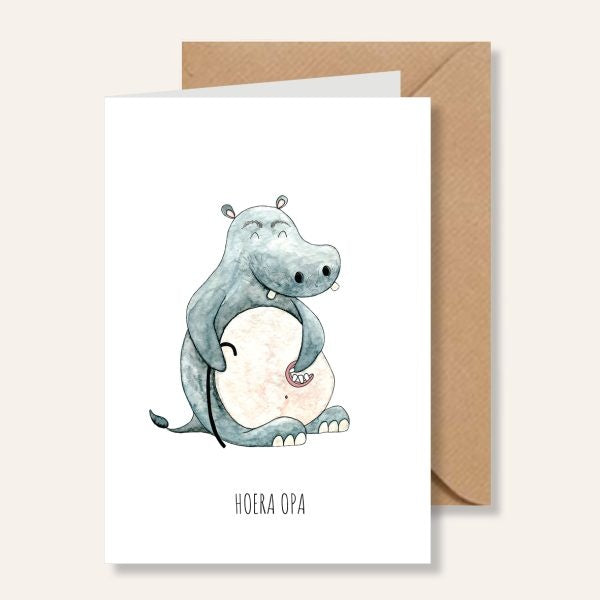 Juulz Illustrations Wenskaart Hoera Opa