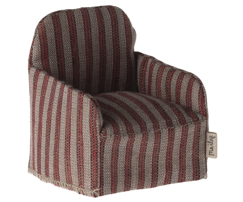 Maileg Muizen Fauteuil Stoel Rood Gestreept