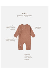Noppies Playsuit Nevis LS Rib Cafe au Lait Melange