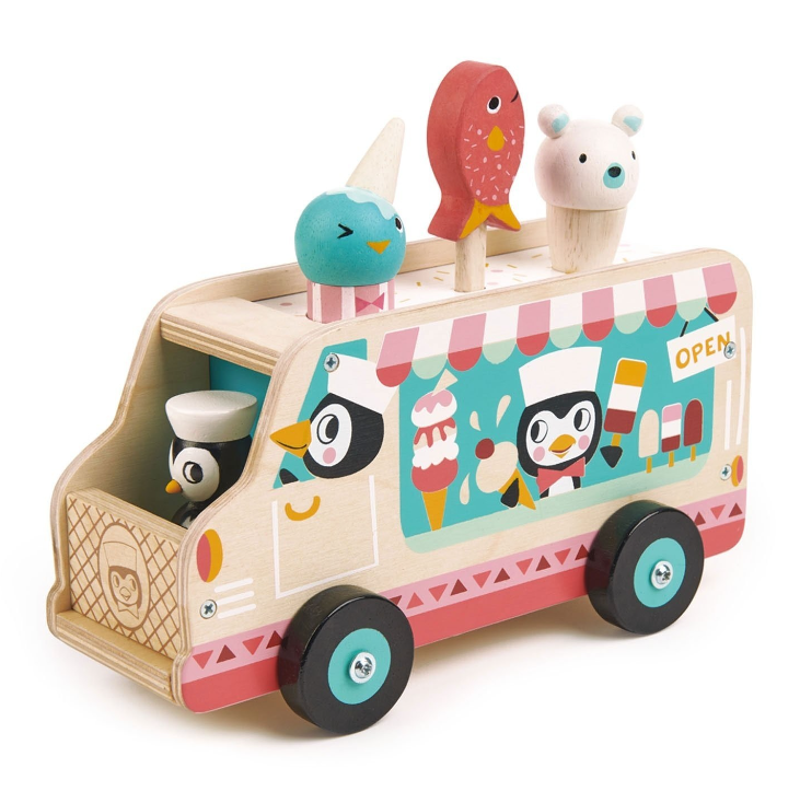 Tender Leaf Toys Houten Pinguïn's IJskarretje