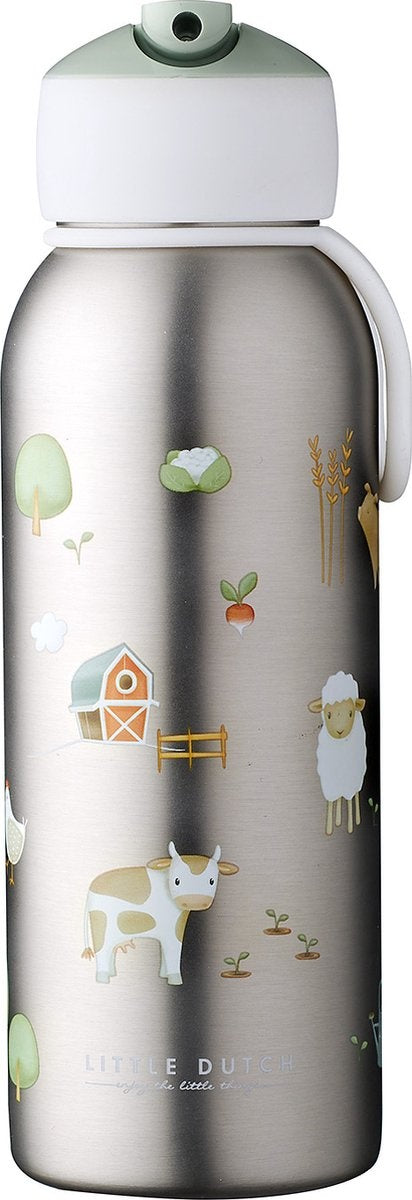 Little Dutch RVS Drinkfles Isoleerfles Flip 350 ml Farm