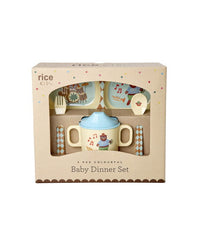 Melamine babydinerset in geschenkverpakking - Blauwe muziekbandprint