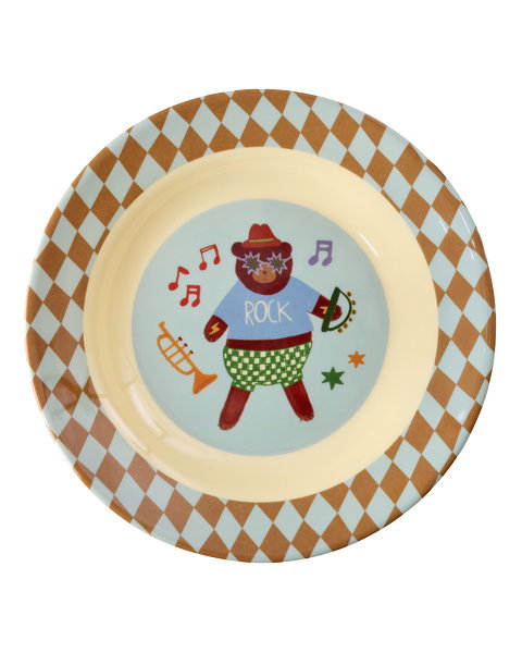 Melamine Diep Bord - Blauwe Muziekbandprint