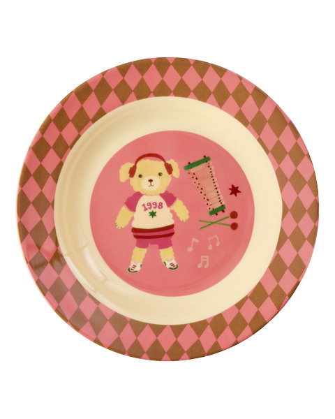 Melamine Diep Bord - Roze Muziekbandprint