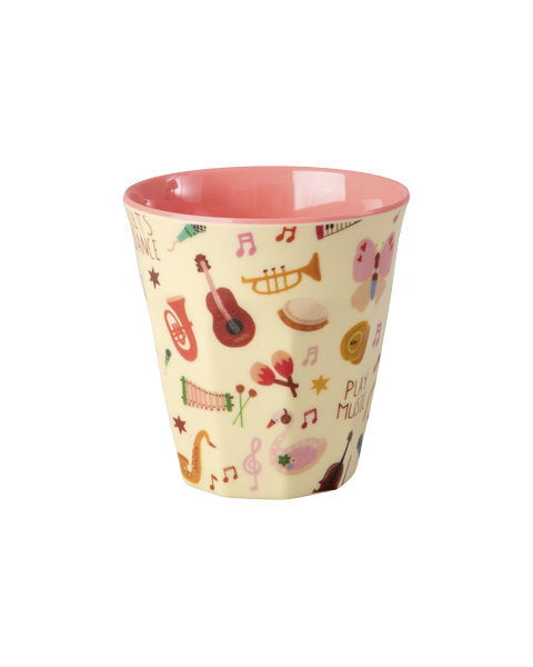 Melamine beker - Small- Roze Muziekbandprint