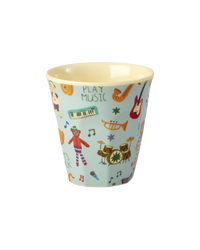 Melamine Beker - Small - Blauwe Muziekbandprint