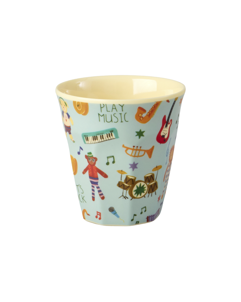 Melamine Beker - Small - Blauwe Muziekbandprint