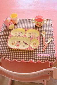 Melamine babydinerset in geschenkverpakking - Roze muziekbandprint