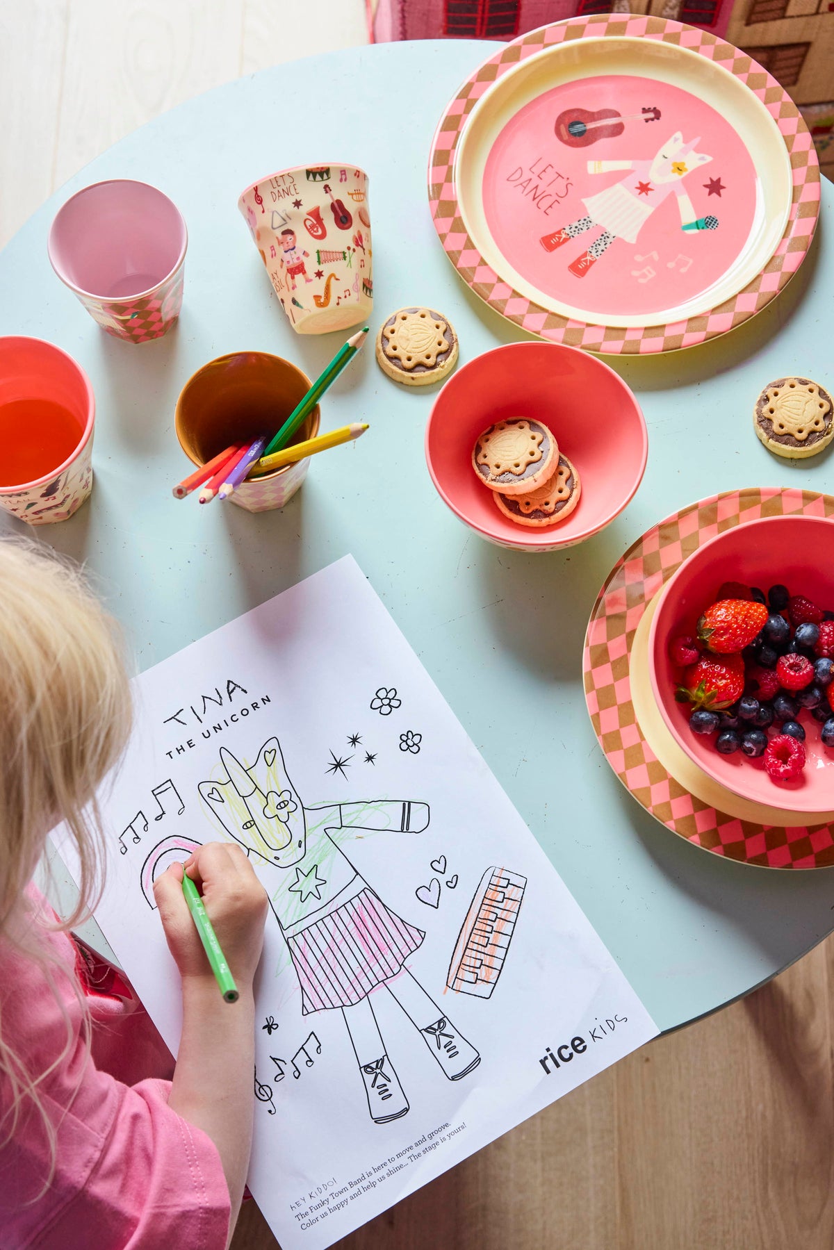Melamine Bord - Roze Muziekbandprint