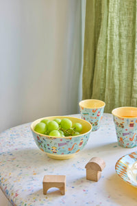 Melamine Kom - Medium - Blauwe Muziekbandprint