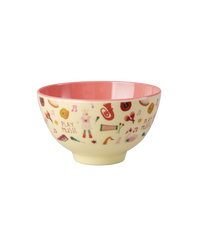 Melamine Kom - Small - Roze Muziekbandprint