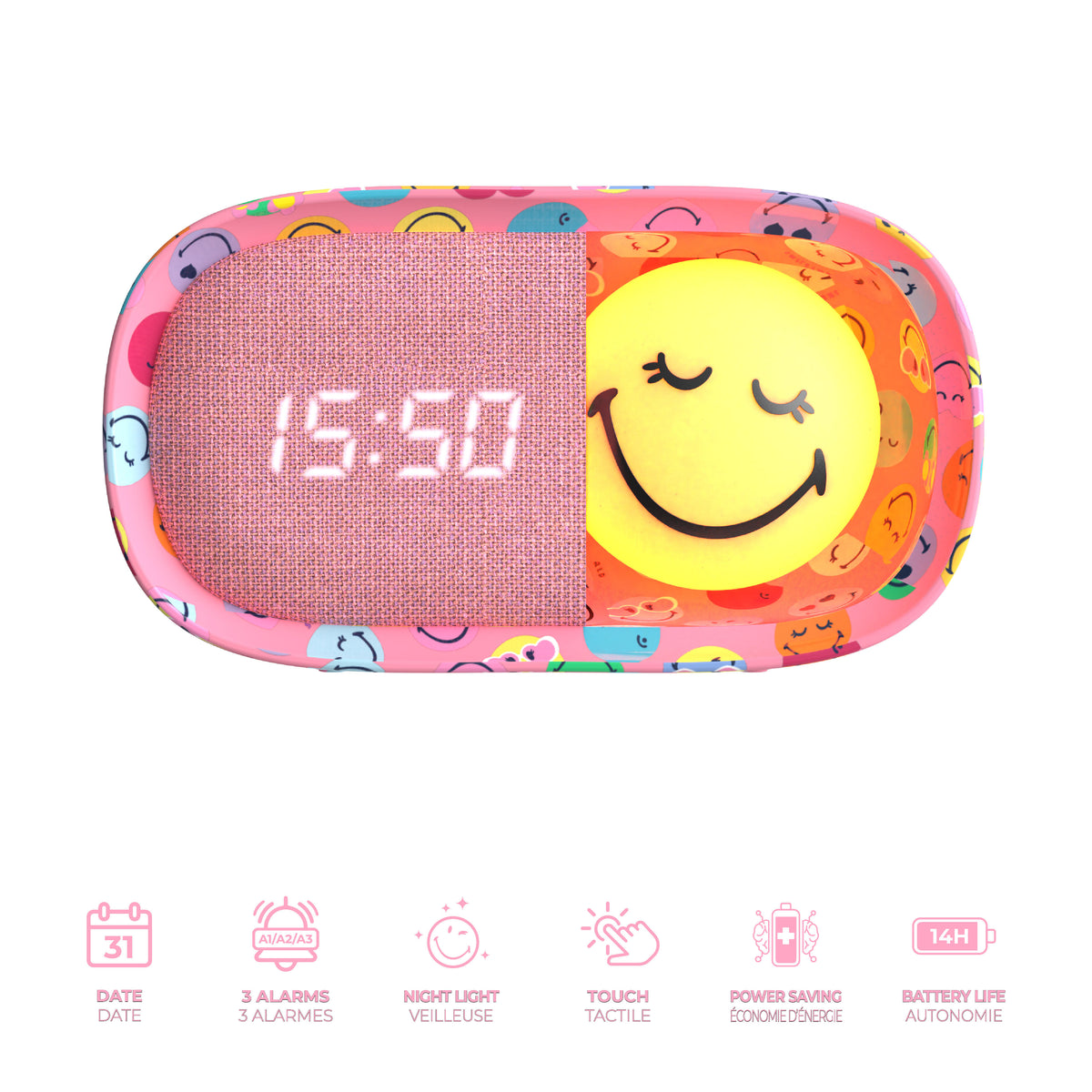 Smiley World Dreamy Clock Pink