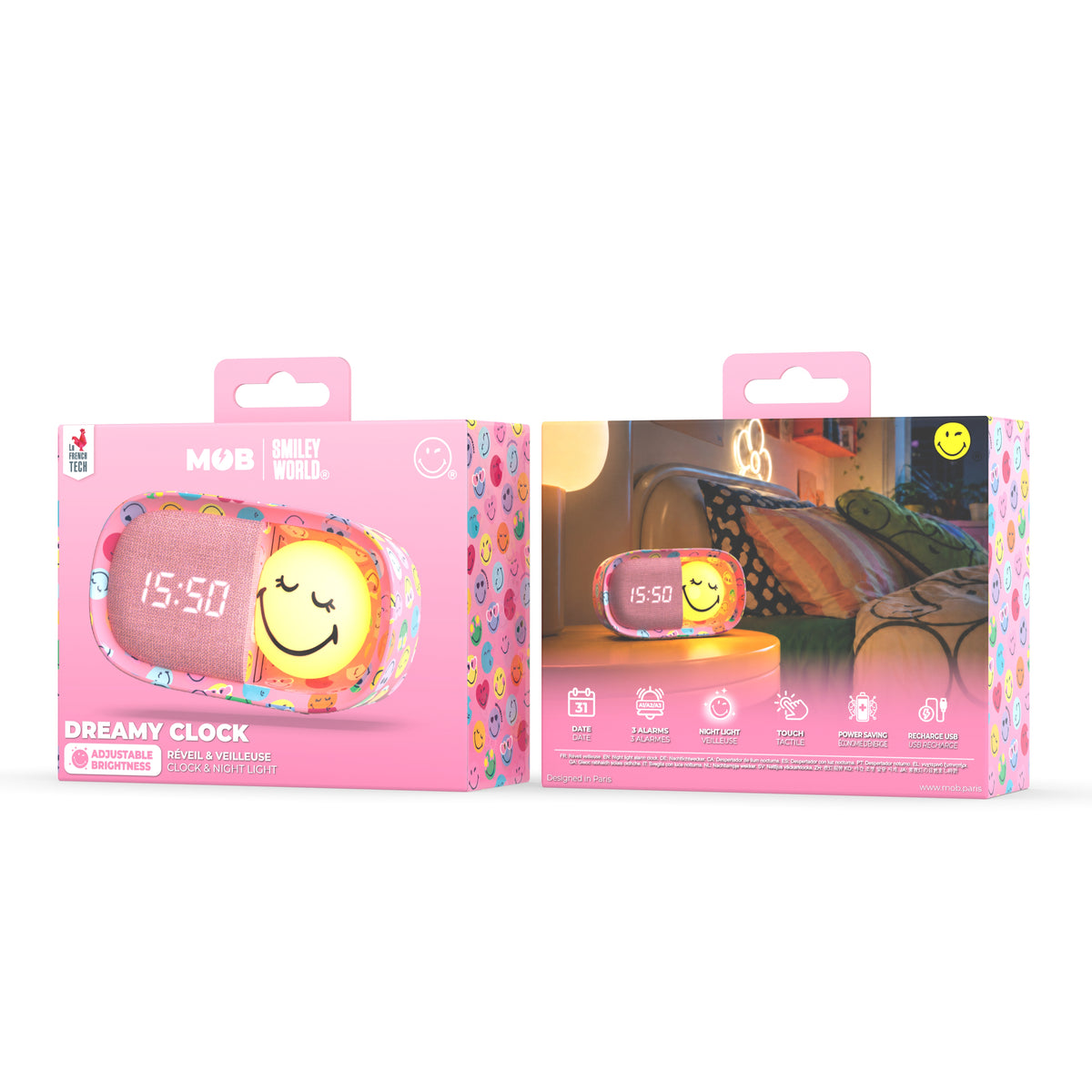 Smiley World Dreamy Clock Pink