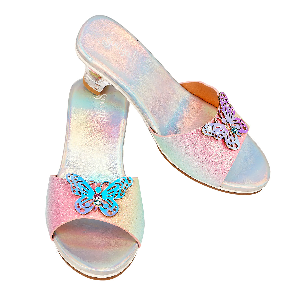 Slipper hoge hak Ophelie, regenboog vlinder