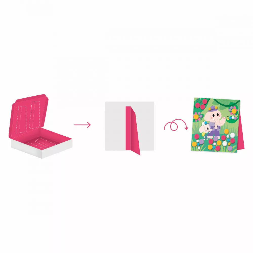 Janod Atelier pompoms kaarten maken