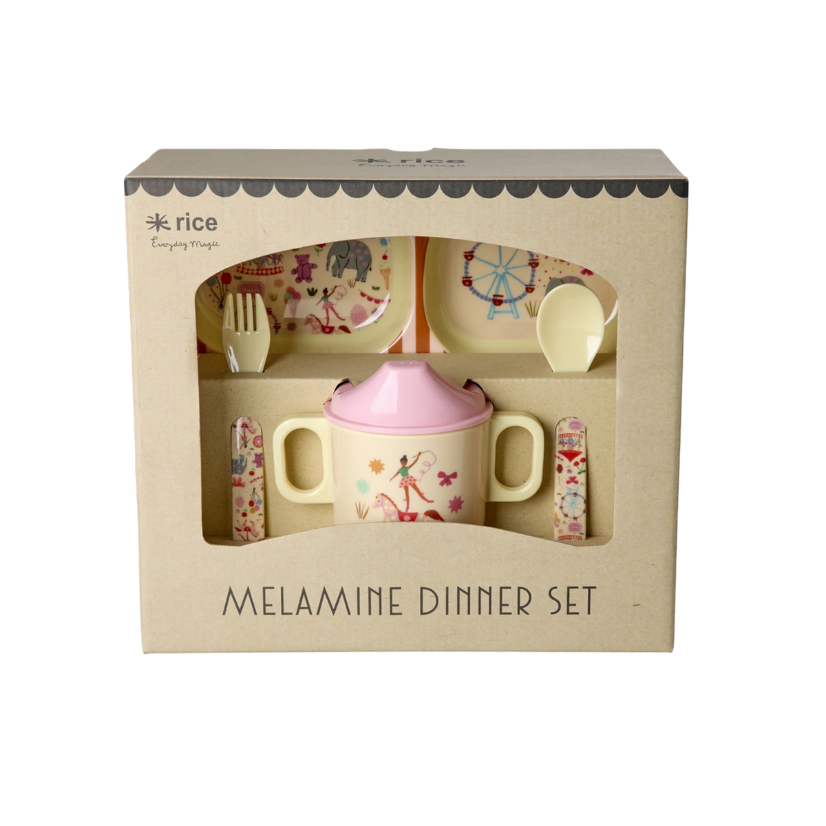 Rice Melamine Baby Diner Set in Gift Box - Fun Fair Roze