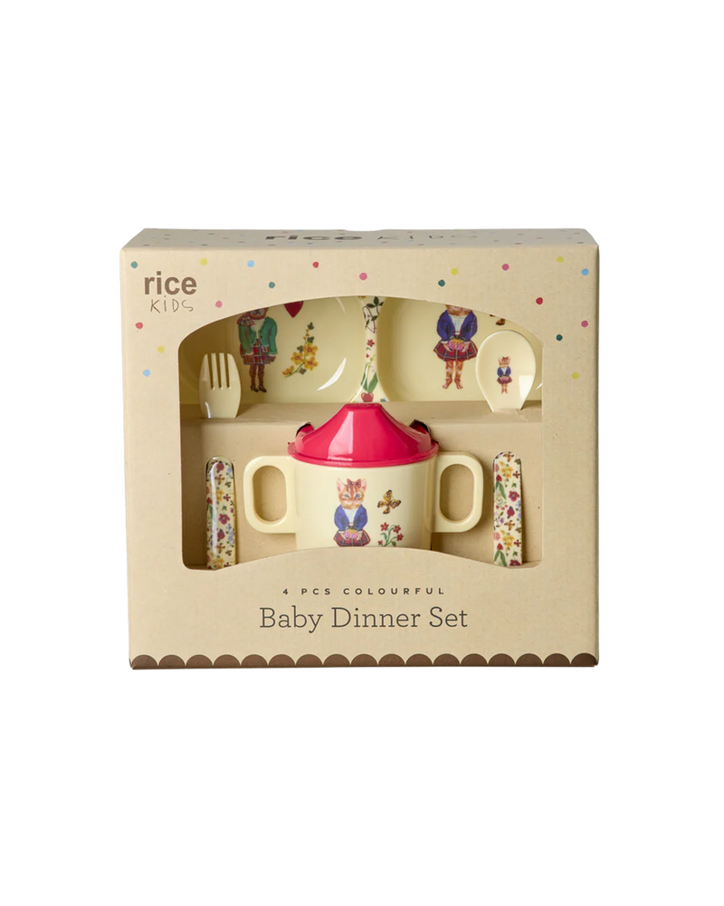 Rice Melamine Baby Diner Set in Gift Box - Nathalie Lété Cream