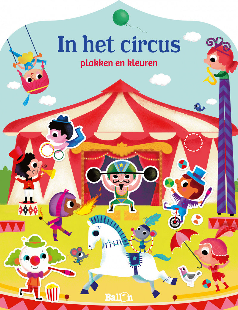 In het circus plakken en kleuren
