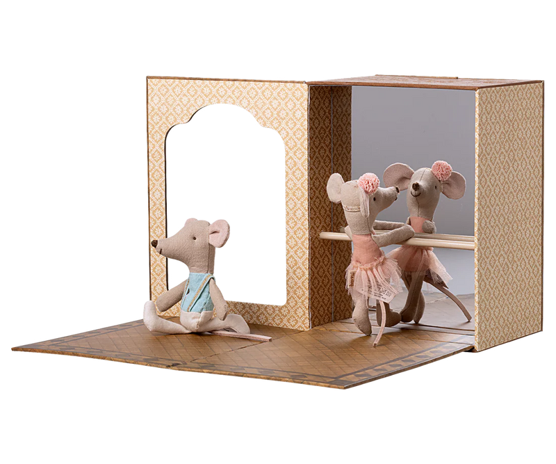 Maileg Ballet Mice in Dance Studio Little Sister and Brother