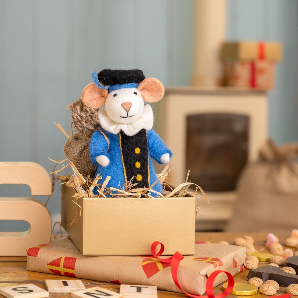 Sjaal met Verhaal Decoratie Muis Pietermuis Blauw