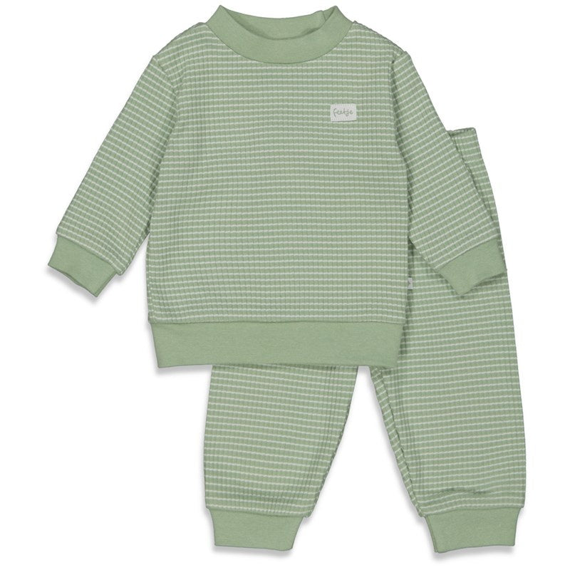 Feetje Pyjama's Pyjama Wafel Groen Melange