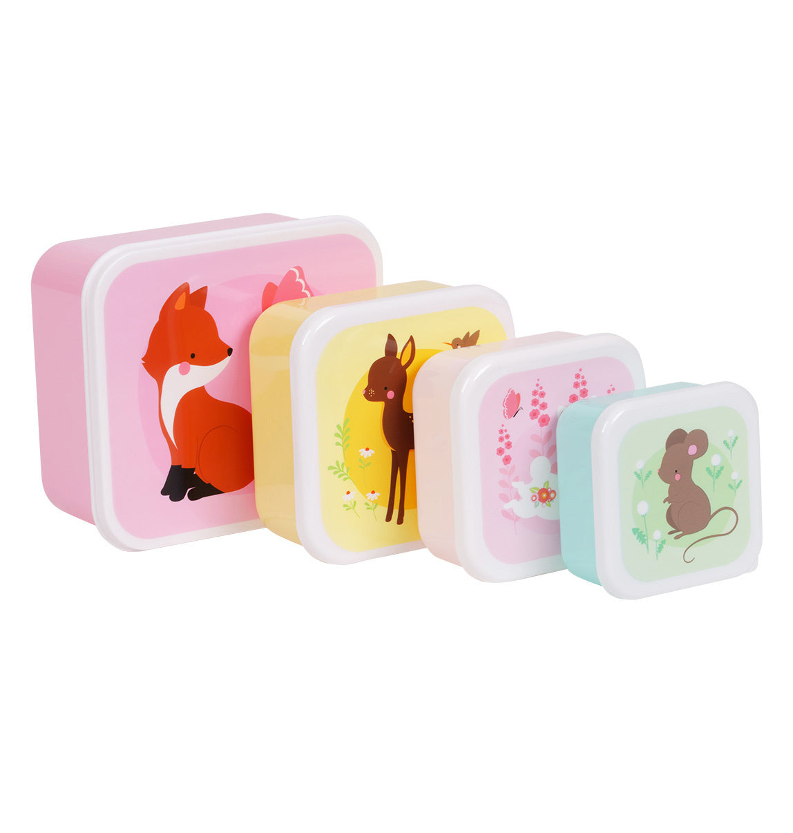 A Little Lovely Company Lunch & snack box set Bosvriendjes Roze