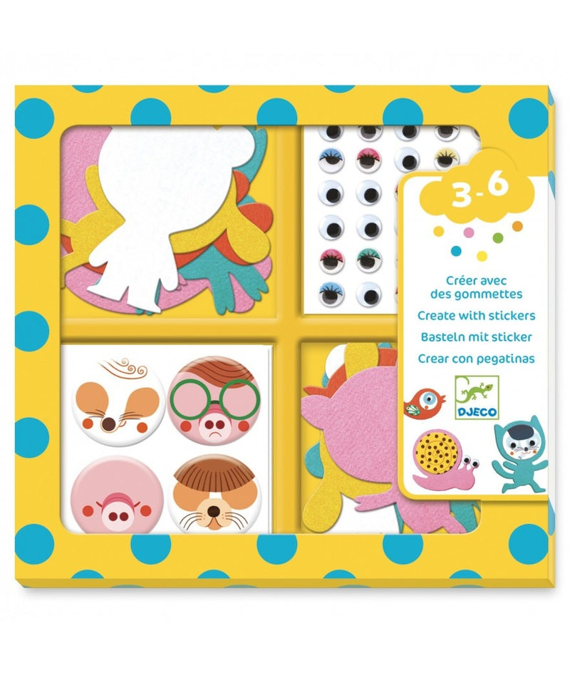 Djeco Knutselset Creëren met Stickers Dieren