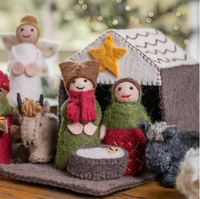 Sjaal met Verhaal Kerststal Rood Groen