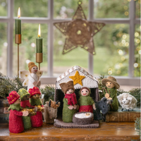 Sjaal met Verhaal Kerststal Rood Groen