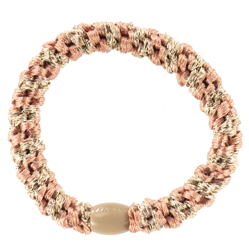 Kknekki Haarelastiekje Peach Coral Beige Stripe Glitter