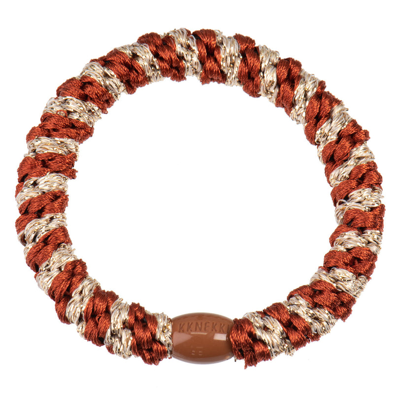 Kknekki Haarelastiekje Rust Beige Stripe Glitter