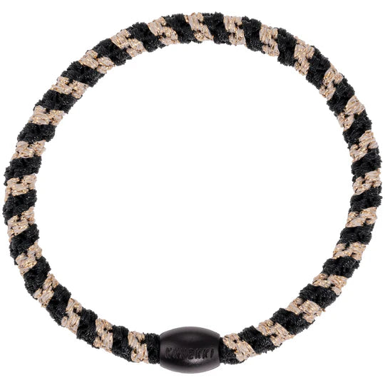 Kknekki Haarelastiekje Slim Black-Beige Glitter Stripe