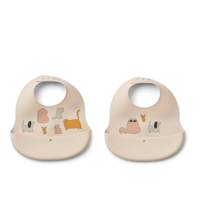 Liewood Slab Siliconen Ember 2-pack Cats and Dogs Sandy