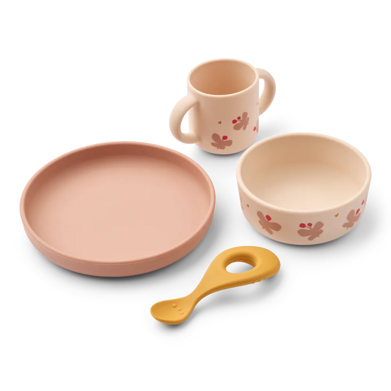 Liewood Vivi Siliconen Servies Set Butterfly Apple Blossom