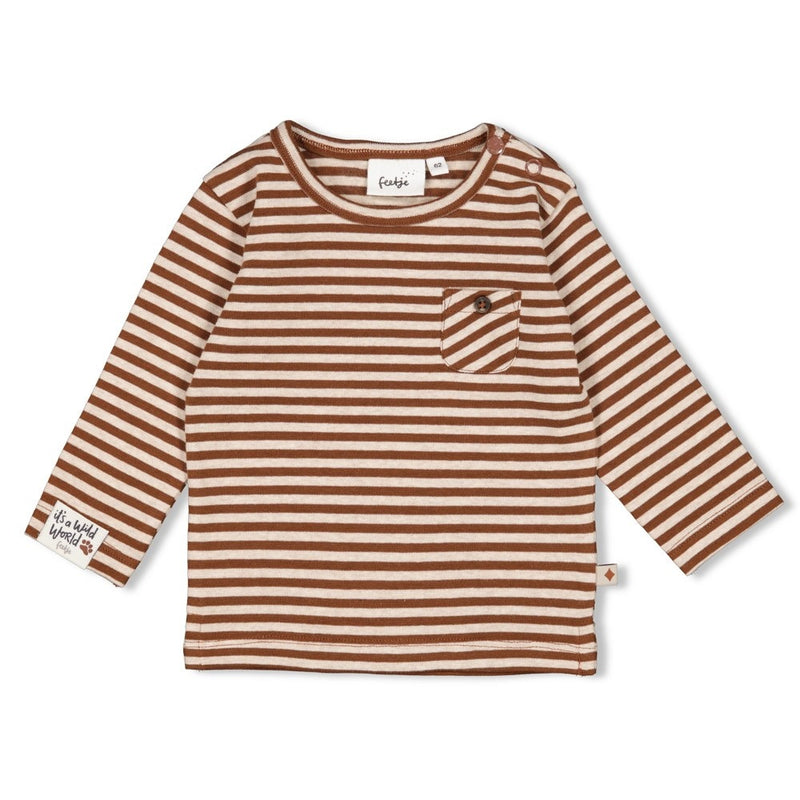 Feetje Babykleding Longsleeve Streep Wild World Bruin