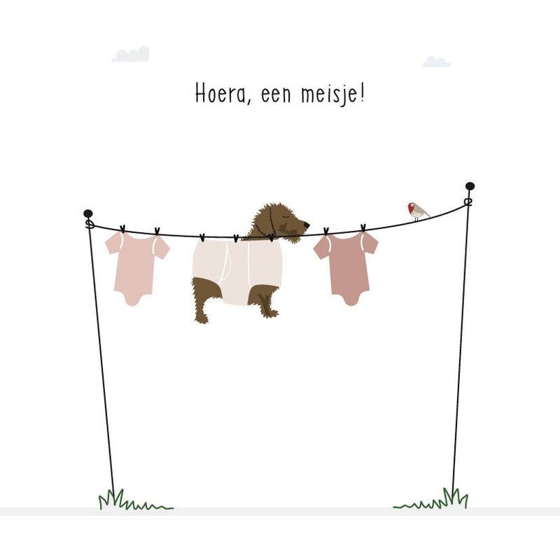 Mevrouw Emmer Wenskaart Hoera, een meisje!
