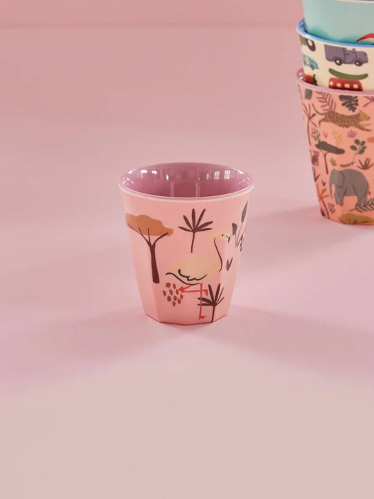 Rice Melamine Beker - Small - Jungle Animal Pink