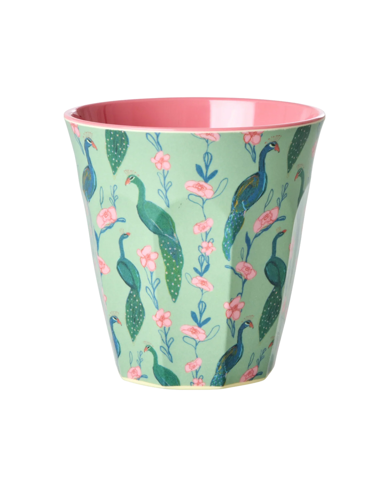 Rice Melamine Beker - Medium - Peacock Power