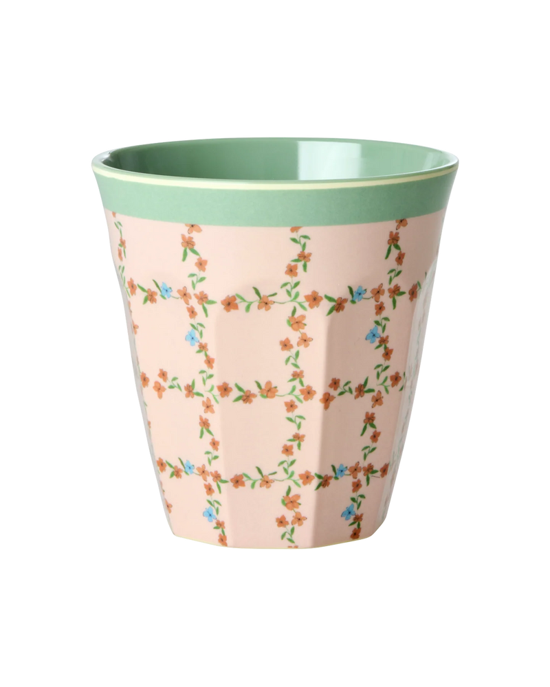 Rice Melamine Beker - Medium - Checkered Stencil