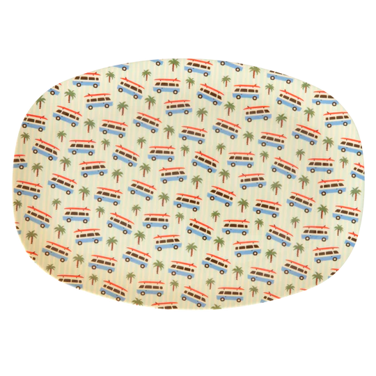 Rice Melamine Rechthoekig Bord - Blue Cars