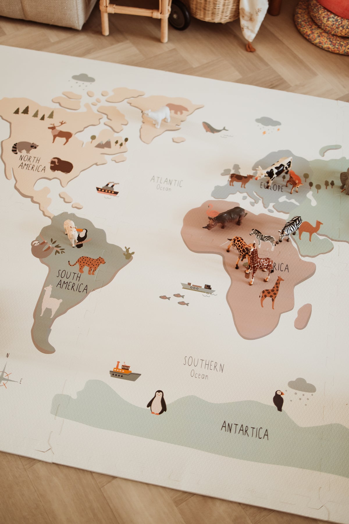 3-in-1 puzzelmat - worldmap colour