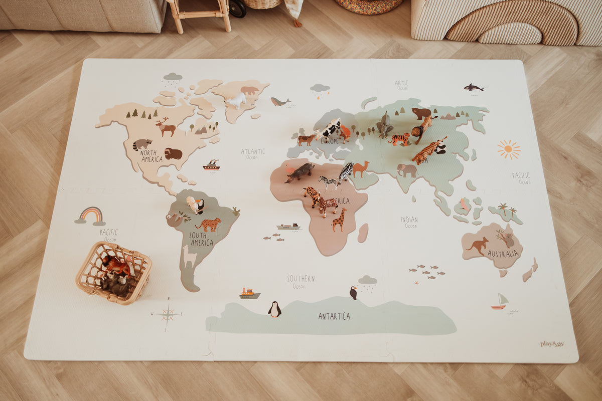 3-in-1 puzzelmat - worldmap colour