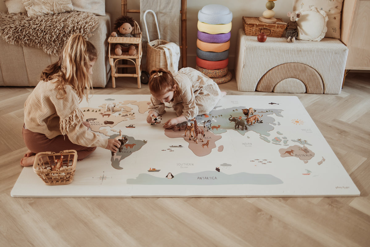 3-in-1 puzzelmat - worldmap colour
