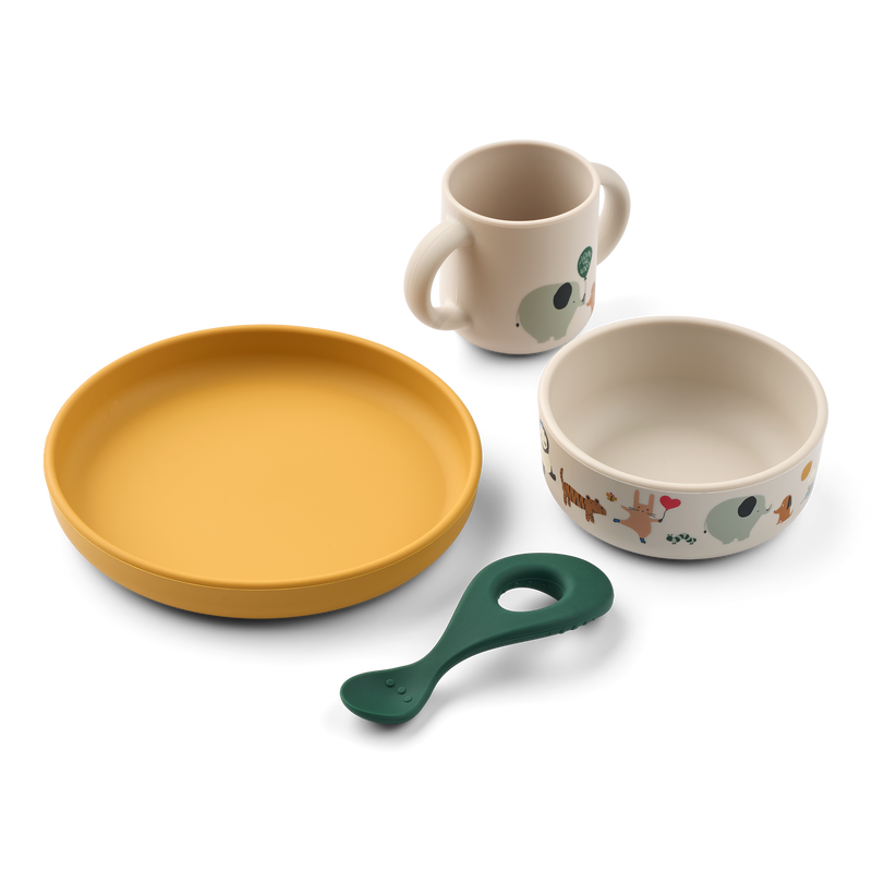 Liewood Vivi Siliconen Servies Set Around the World Sandy