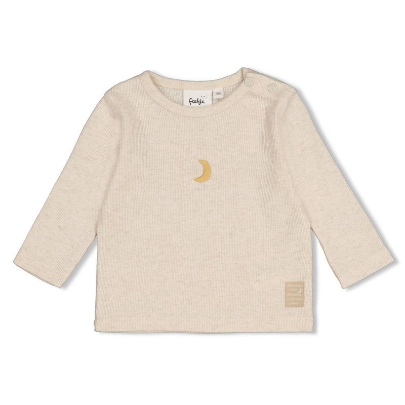 Feetje Babykleding Longsleeve rib Over the Moon for You Offwhite melange