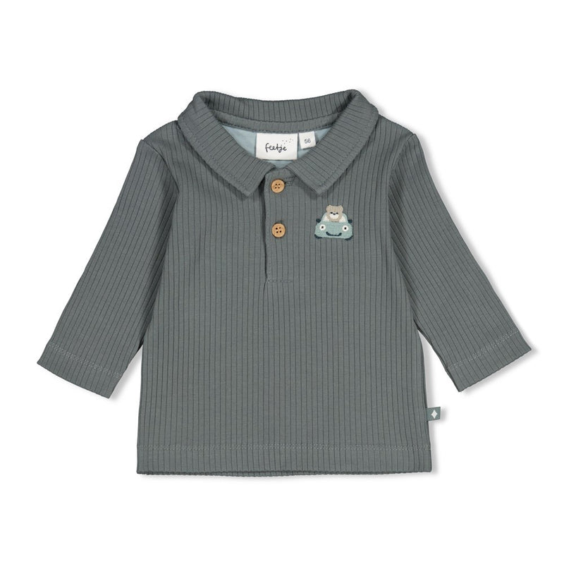 Feetje Babykleding Polo rib Beep Beep Zeegroen