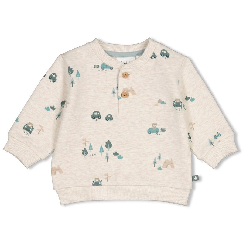 Feetje Babykleding Sweater Beep Beep Offwhite melange