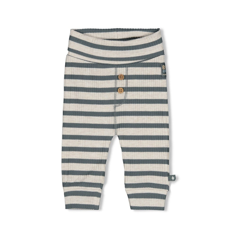 Feetje Babykleding Broek rib met streep Beep Beep Zeegroen